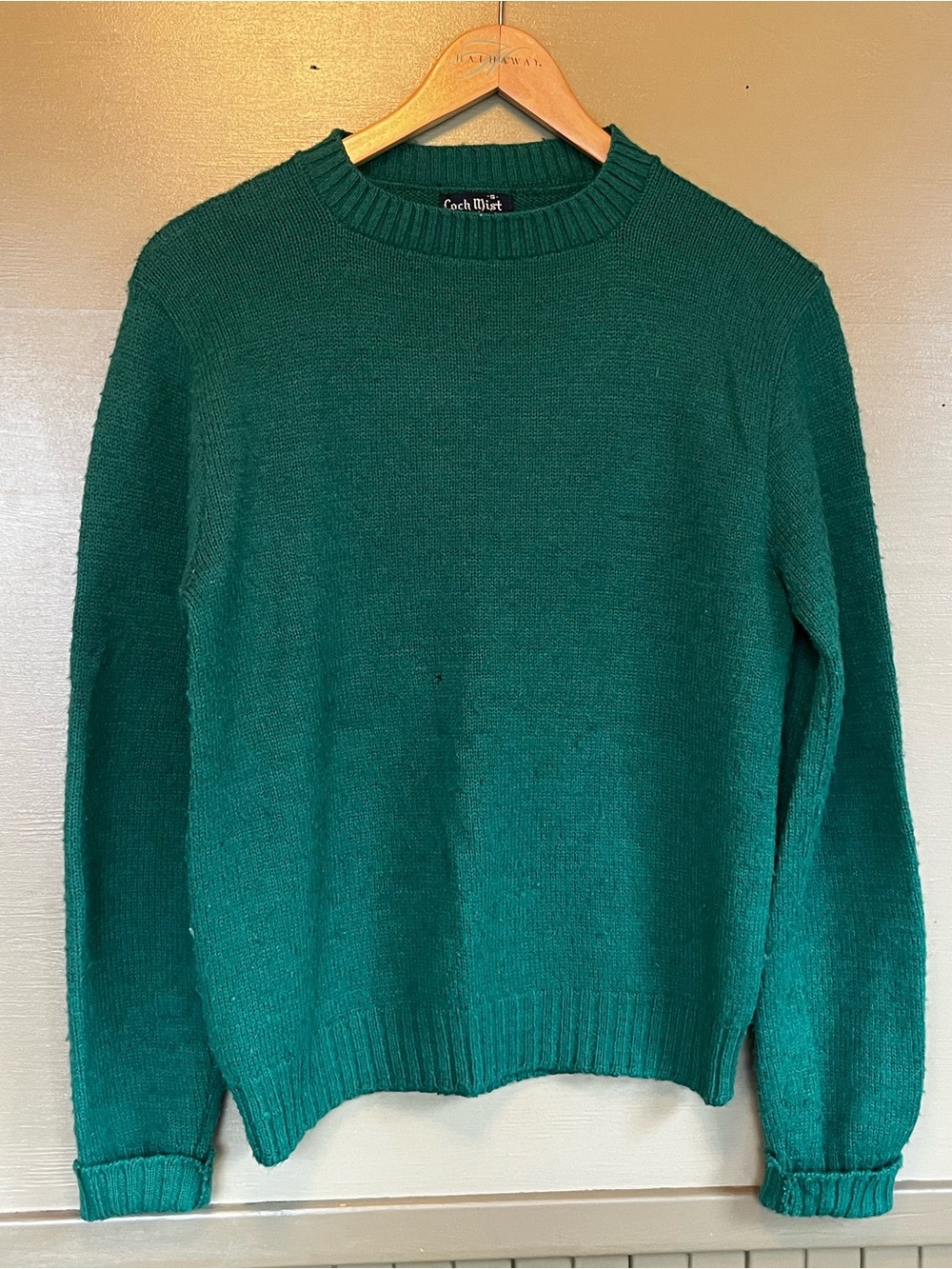 Loch Mist Vintage Sweater Green Wintuck Orlon Faux Wool Small